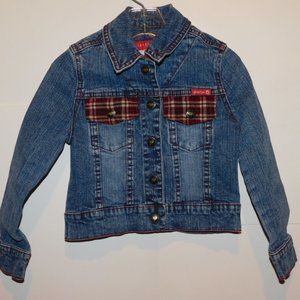Gasoline Kids Denim Jacket Size 4 Plaid Accents
